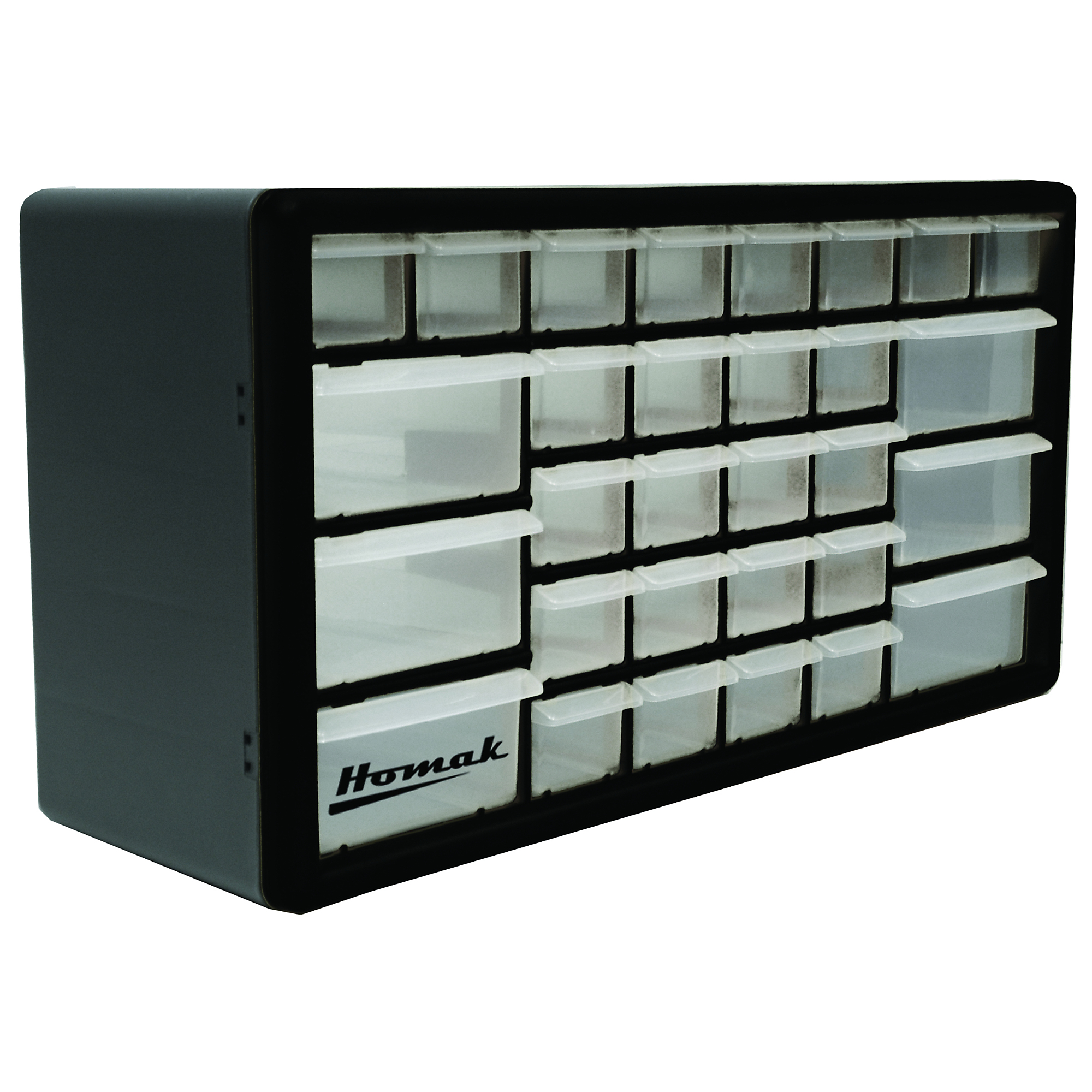 Homak 30-Drawer Parts Organizer, 6.25in.L x 19.87in.W x 10in.H, Model# HA01030102
